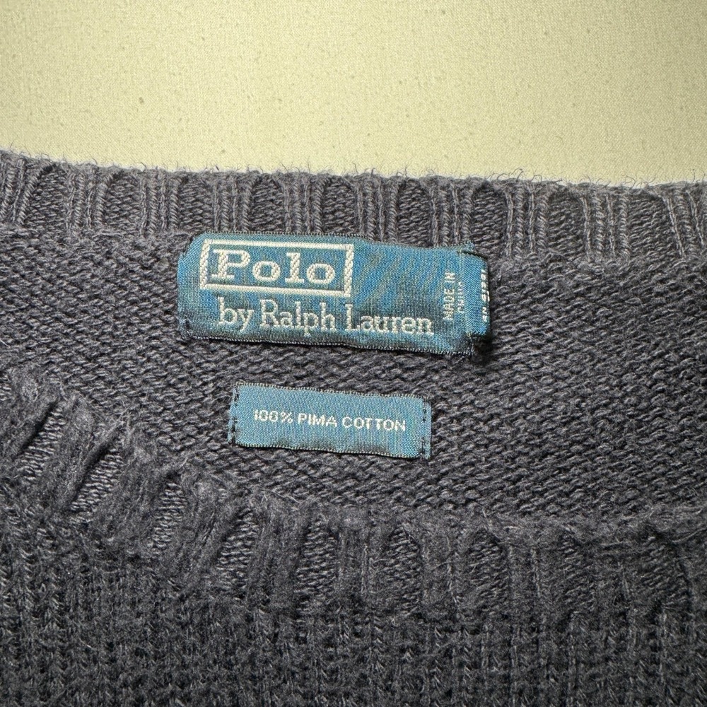 Polo Ralph Lauren Men 4X Big Navy Blue 100%  Cotton‎ Crewneck Sweater Red Pony - Picture 2 of 7
